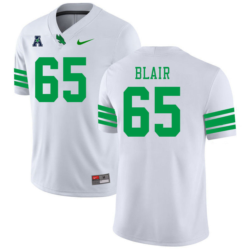 #65 Gabe Blair North Texas Mean Green College Football Jerseys Stitched-White